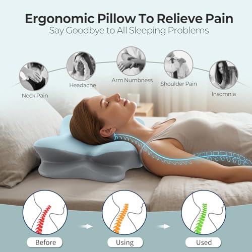Cervical Neck Pillow for Pain Relief - Ergonomic Memory Foam Support