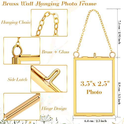 Landhoow 8 Pcs Gold Double Glass Frame for Pressed Flowers 3.5x2.5in