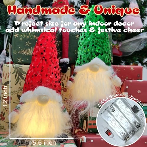 12-Inch Light-Up Handmade Gnome Couple Plush Tabletop Decoration