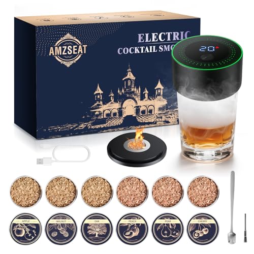 Black Electric Whiskey Smoker Kit - Rechargeable Cocktail Infuser with 6 Wood Chips