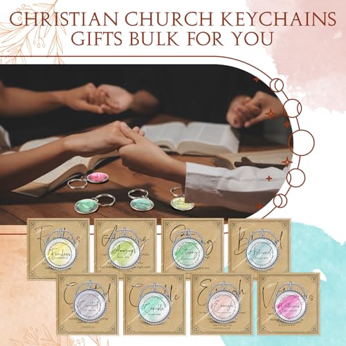 Suncalla Colorful Watercolor Christian Pastor Keychains & Inspirational Cards Bulk Set of 24