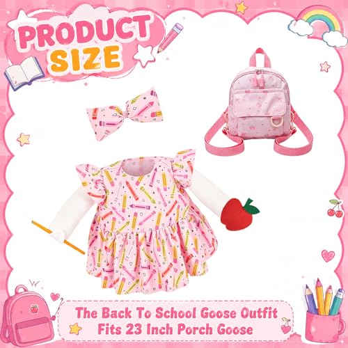 Back to School Porch Goose Outfit for 23-Inch Lawn Statue