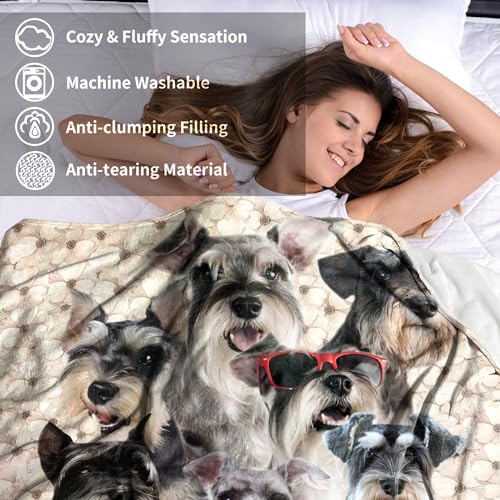 NHBTGSF Schnauzer Dog Throw Blanket 50x60 310GSM Flannel Fleece for Teens & Adults