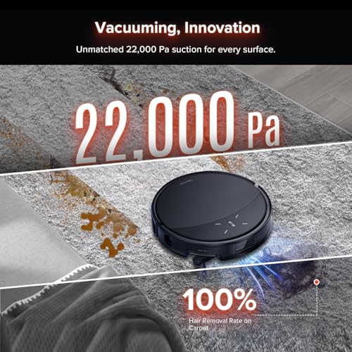 Robot Vacuum and Mop with Self-Cleaning Dock, 22000Pa Suction, Slim Design
