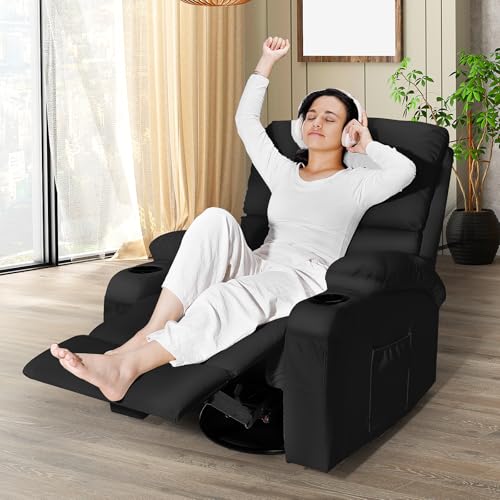 Swivel Rocking Recliner Chair with Massage, Heat, and USB Charging Ports