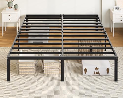 Queen Metal Platform Bed Frame - 14 Inch Heavy Duty Base with Storage