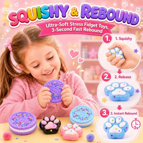10-Piece Cat Paw and Cookie Squishy Toy Set for Stress Relief
