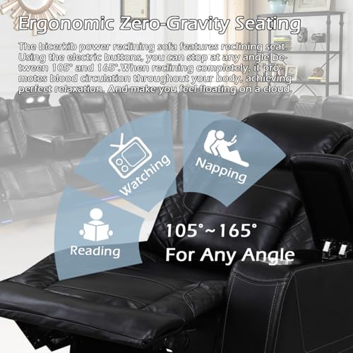 Power Recliner Sectional Sofa with LED Lights, Cup Holders & Storage