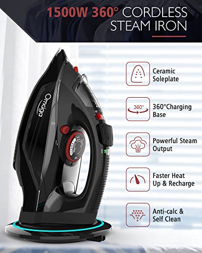 Cordless Steam Iron with Ceramic Soleplate, 1500W, Auto Shut-Off