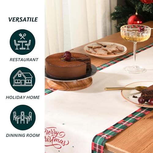 Folkulture Christmas Table Runner 14 x 108 Inches Red & White Holiday Decor