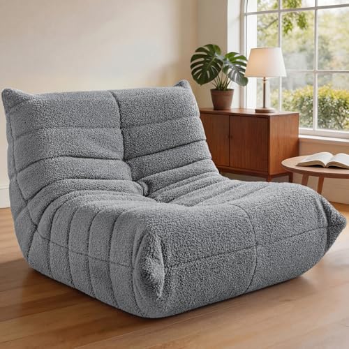Teddy Fleece Bean Bag Chair - Ergonomic Floor Sofa for Living Room