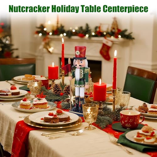 Wooden Nutcracker Soldier Figurine with Spear - 14.4" Holiday Decor