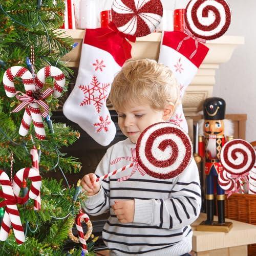 Vercraft 8pcs 16" Red White Candy Cane Ornaments - Giant Christmas Tree Decor (Red White)