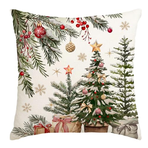 RABUSOFA 18 x 18 Christmas Pillow Cover Snowflake Tree — Multicolor