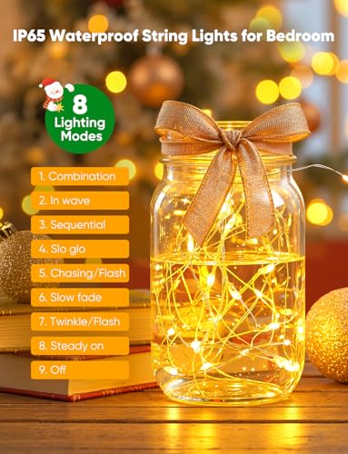 12 Pack Battery Operated Fairy Lights - 8 Modes 7ft Warm White LED String Lights