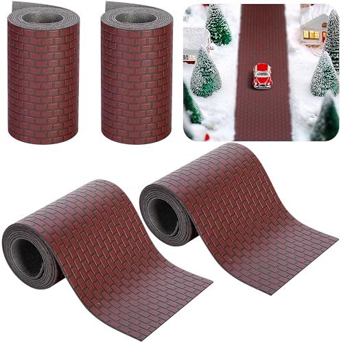 4 Pcs Christmas Village Brick Road Mats, Miniature Landscape Accessories
