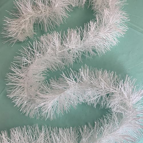 White Metallic Foil Tinsel Garland, 50 Ft - Christmas & Holiday Decor