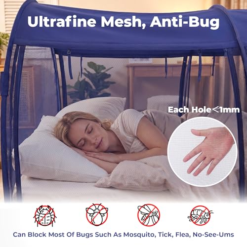 Indoor Pop-Up Privacy Bed Tent - Breathable Mesh Sleeping Canopy Shelter