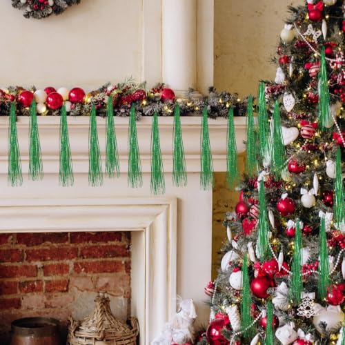 Green Iridescent Christmas Tinsel Icicles - 2500+ Strands Holiday Tree Decor