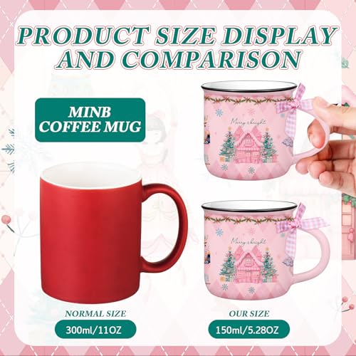 Suttmin 6-Pack Pink Christmas Mini Coffee Mugs Nutcracker Set - 5.07 oz