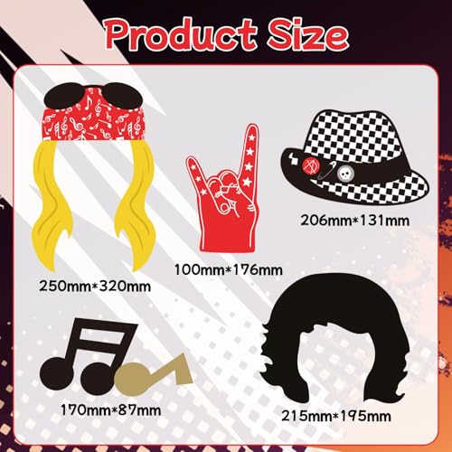 18-Piece Rock and Roll Photo Booth Props for Music Themed Birthday Parties