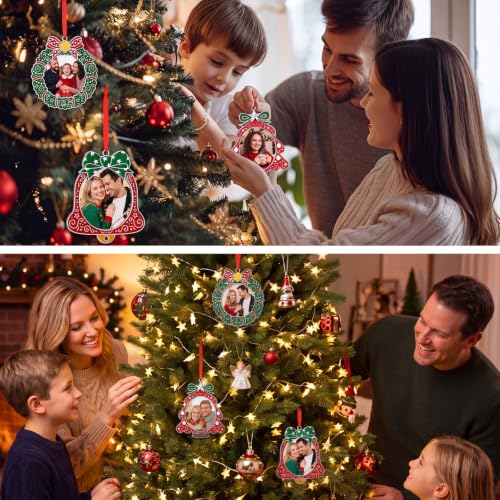 Sliner Christmas Hanging Photo Frame Ornaments - Set of 3, Festive Holiday Decorations