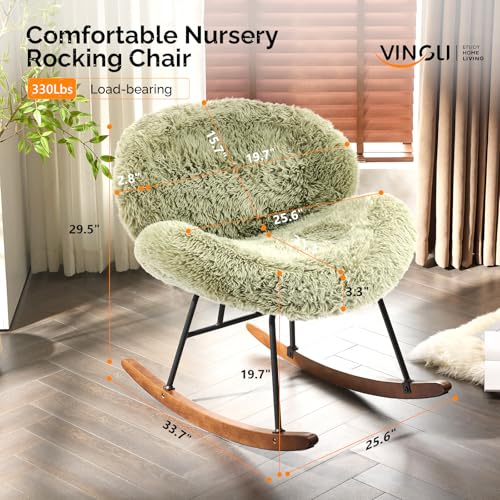 Extra Wide Criss Cross Nursery Rocking Chair, Reclining Teddy Fleece Glider