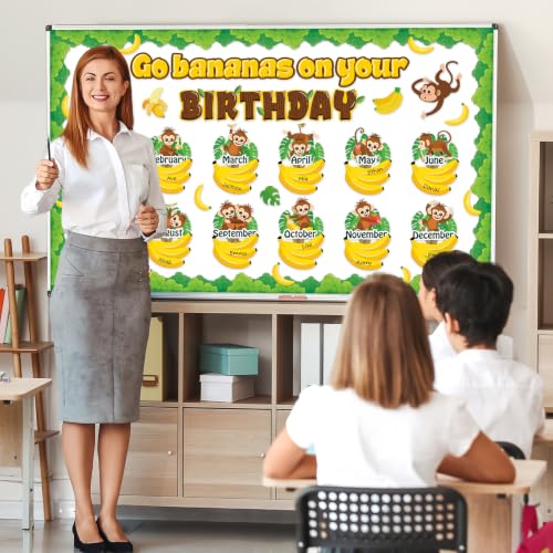 Jungle Monkey Birthday Bulletin Board Set for Classroom Wall Decor