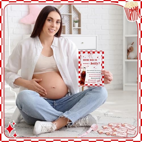 Sinload 54 Pcs Baby Shower Game Red She's Ready to Pop Belly Measure Kit