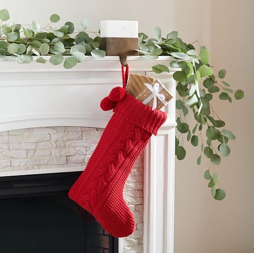 Red Nutmeg Christmas Stockings Set of 2 - 19-inch Hanging Knit Holiday Decor