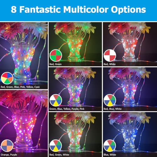 100ft Outdoor LED Rope Lights, IP68 Waterproof 25 Color Changing String Lights
