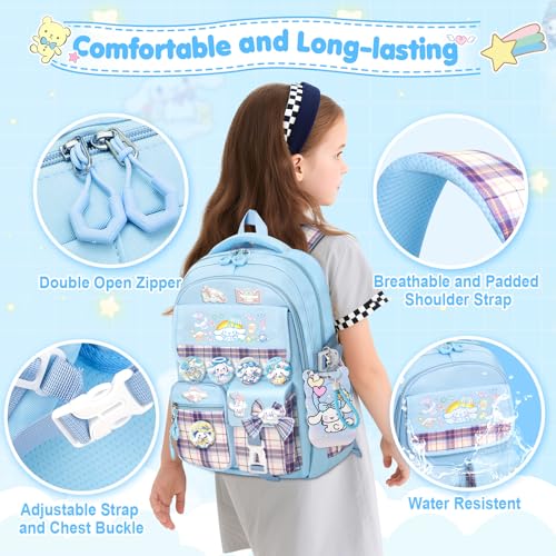 16.5" Girls Waterproof School Backpack Set with 24-Piece Accessories
