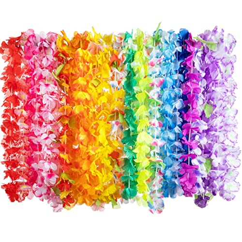 JOYIN Toy 60 Counts Hawaiian Leis Bulk, Tropical Flower Lei Hawaiian Lei Beach Hawaii Luau Party Favors Decoration Birthday Party Supplies