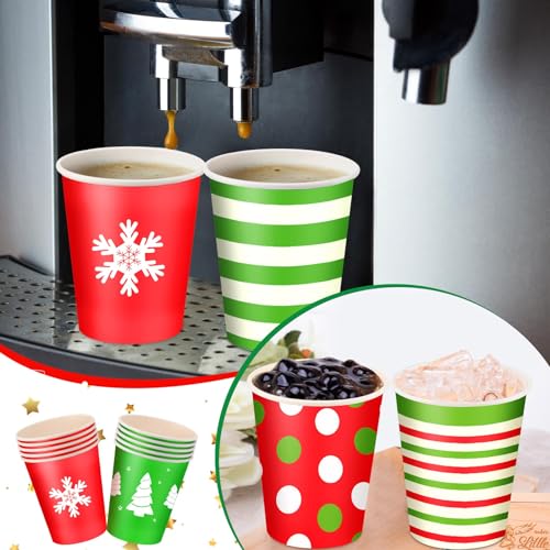 Maxcheck 300 Pieces 8oz Christmas Disposable Coffee Cups Holiday Party Drinkware