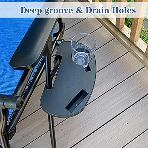 Clip-On Zero Gravity Chair Cup Holder Tray - 2 Pack with Phone Slot