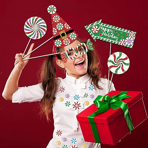 30Pcs Christmas Photo Booth Props Kit with Sticks – Merry Christmas Party Decorations