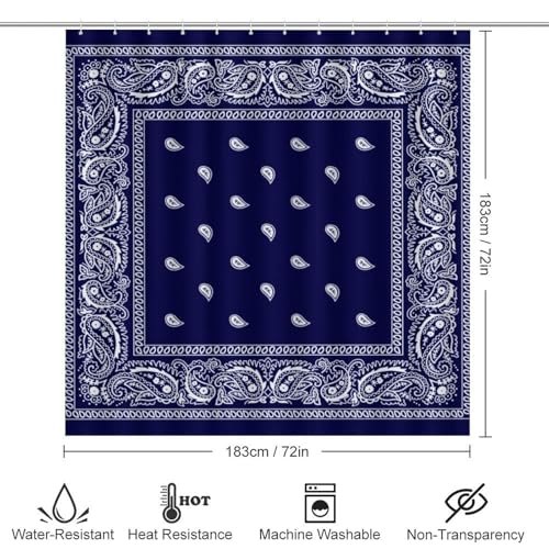 True Blue Bandana 4-Piece Bathroom Decor Set with Shower Curtain & Mats