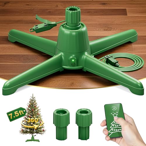 Green 360° Rotating Christmas Tree Stand for Up to 7.5ft Artificial Trees