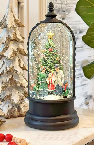 Raz Imports Animated Ice Skating Lantern with Music, Glitter Water effect, USB or Battery