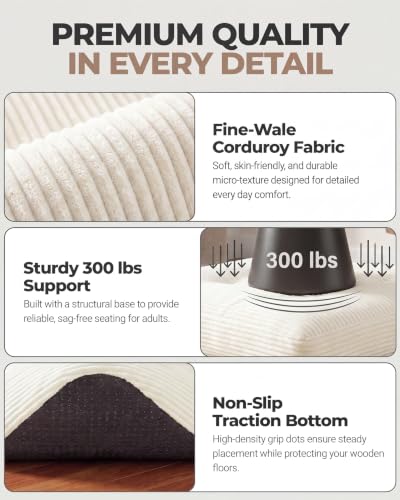 23.6-Inch Corduroy Ottoman Footrest with Dual-Layer Foam Support