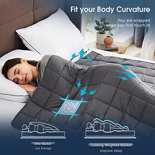 Weighted Blanket for Adults - 15lbs, 48"x72", Grey, Soft & Cooling