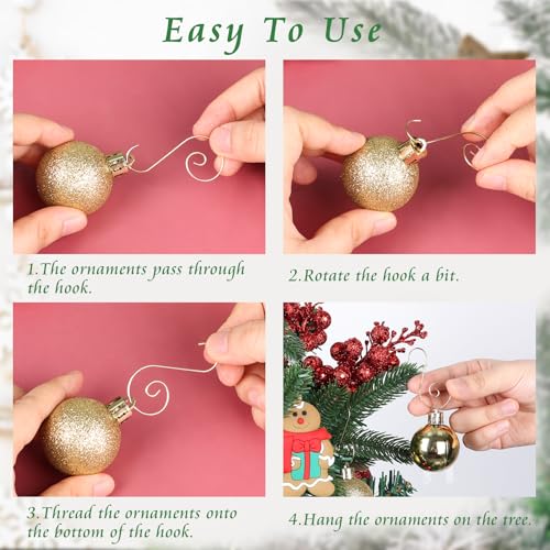 120 Pack Small Metal Christmas Ornament Hooks - S-Shape Tree Hangers