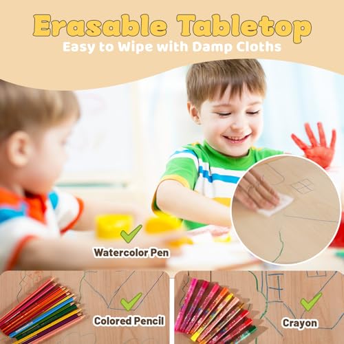 Height Adjustable Kids Table and 4 Chairs Set for Arts, Crafts, and Play