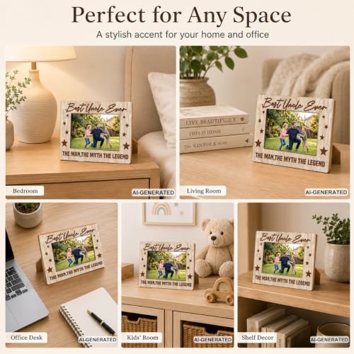 YTCSIHSV Brown10 Uncle Birthday Gift 4x6 Rustic MDF Picture Frame — Best Uncle Ever