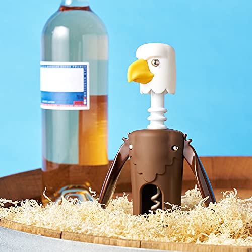 True Zoo Bald Eagle Winged Corkscrew Wine Opener - Easy Grip Stainless Steel Bar Tool