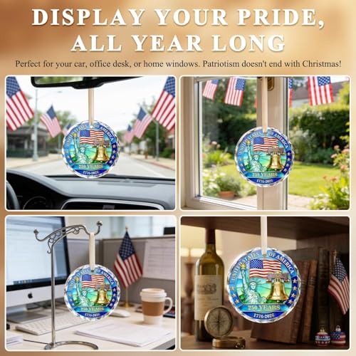 Blue Liberty Heritage 250th USA Anniversary Crystal Glass Ornament 2026