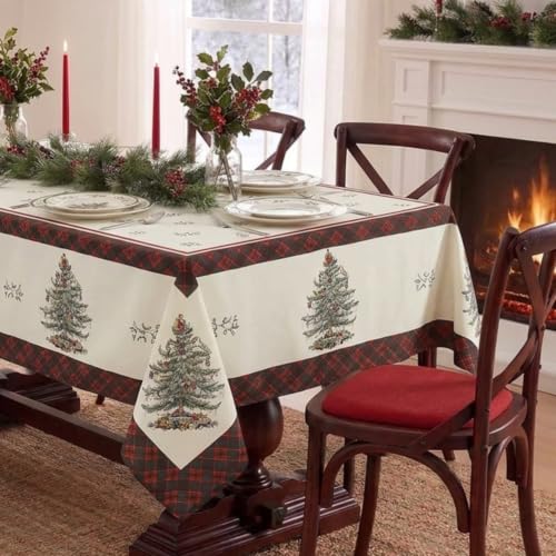 Spode Holiday Collection Rectangular Tablecloth 120" x 60" - Festive Christmas Design