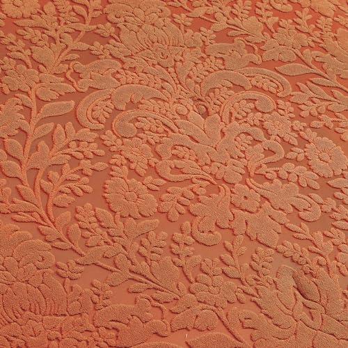 Velvet Jacquard Comforter Set 3-Piece Queen Bedding with Shams - Terracotta