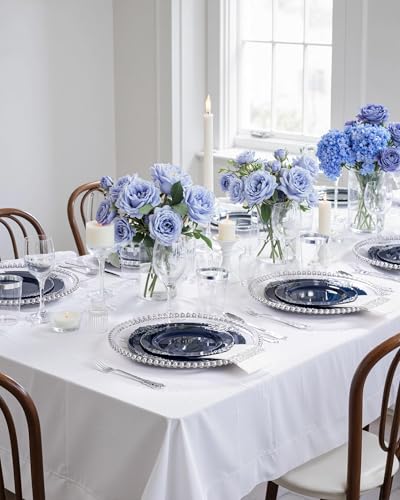 Blue and Silver Disposable Plates Set for Graduation - 350 pcs, Baroque Style, 50 Guests