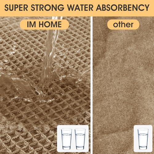 IM HOME Waffle Bath Mat Beige 32x20 Boho Non Slip Washable Rug